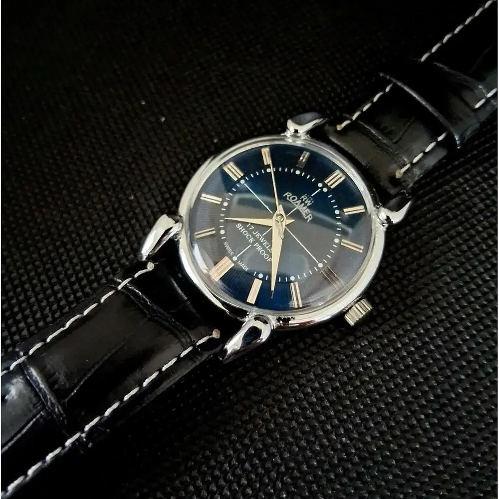 Vintage Roamer Men's Leather Mechanical‎ Watch RARE